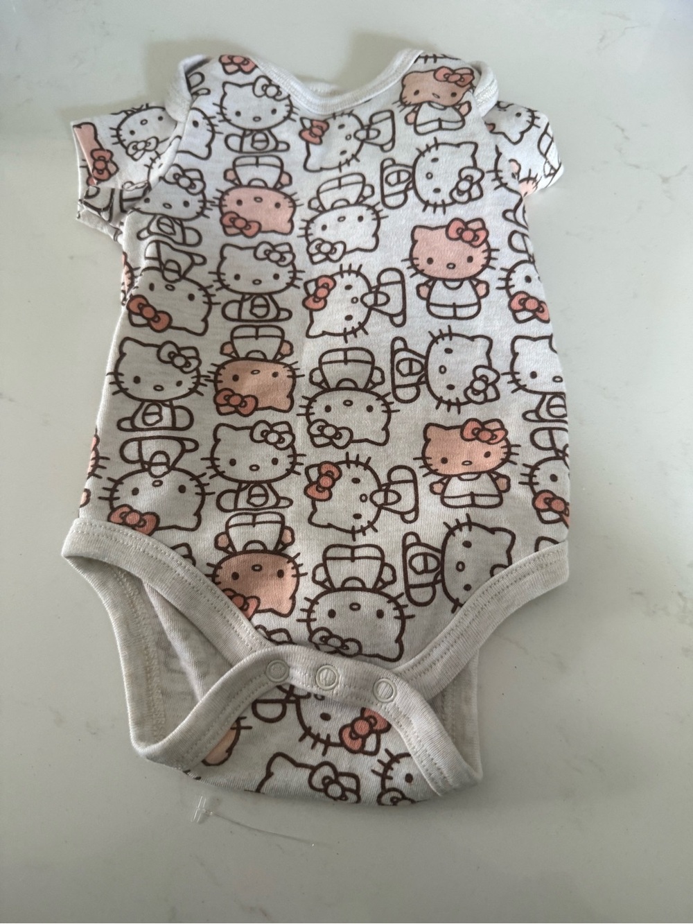 Sanrio Hello Kitty White and Pink Patterned Short Sleeve Bodysuit